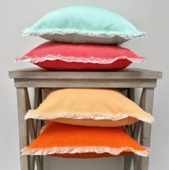 BURTO - Sierkussen Van Gewassen Katoen Coral 45x45 Cm - Roze - Inclusief Binnenvulling -Dutch Decor 1190x1200 10