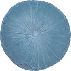 Dutch Decor - KAJA - Sierkussen Rond Velvet 40 Cm - Provincial Blue - Blauw