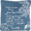 ROOS - Kussenhoes Katoen 45x45 Cm - Blauw - Wit - Rozen En Tekst - Exclusief Binnenkussen