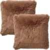 Set Van 2- Dutch Decor FLUFFY - Kussenhoezen Unikleur Tobacco Brown 45x45 Cm - Bruin