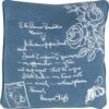 ROOS - Sierkussen Katoen 45x45 Cm - Blauw - Wit - Rozen En Tekst - Inclusief Binnenkussen