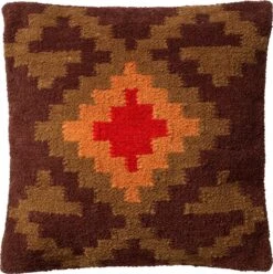 MAURO - Kussenhoes Kelim 45x45 Cm - Rocky - Bruin - 100% Katoen - Met Rits