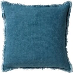 BURTO - Kussenhoes Van Gewassen Katoen Provincial Blue 60x60 Cm - Blauw - Met Rits