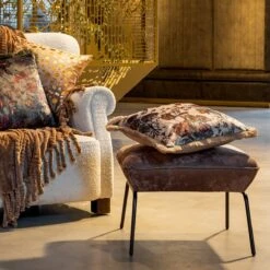 YASMIN - Sierkussen Velvet 45x45 Cm Semolina - Beige - Franjes - Inclusief Binnenvulling -Dutch Decor 1198x1200 36