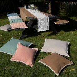 BURTO - Sierkussen Van Gewassen Katoen Tobacco Brown 45x45 Cm - Bruin - Inclusief Binnenvulling -Dutch Decor 1198x1200 37