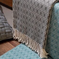 Dutch Decor - ELODIE - Plaid 140x180 Cm - Charcoal Gray - Taupe / Grijs / Beige - Geometrisch Patroon - Franjes - Deken -Dutch Decor 1198x1200 74