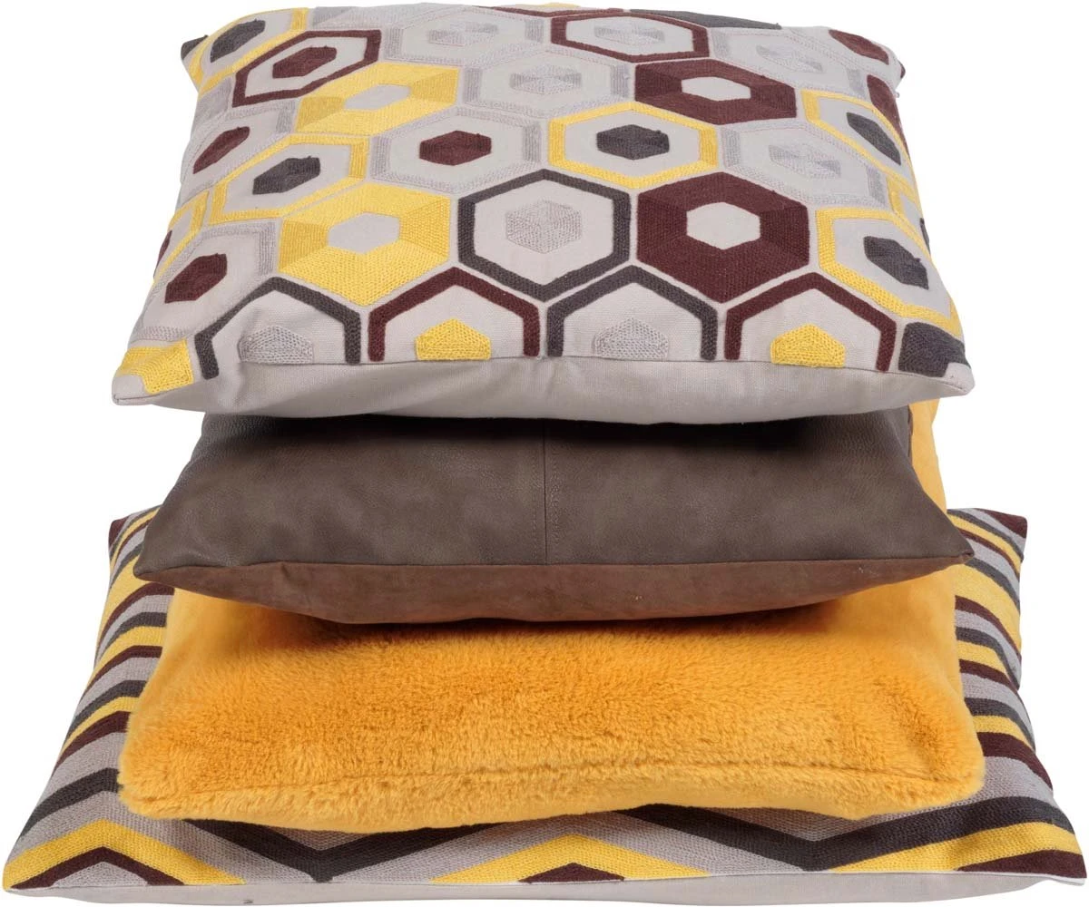 FIEN - Kussenhoes 40x60 Cm - Zand - Geel - Bruin - Grijs - Retro - Streepjes - Met Rits 4 FIEN - Kussenhoes 40x60 Cm - Zand - Geel - Bruin - Grijs - Retro - Streepjes - Met Rits - Afbeelding 4