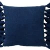 RUBY - Kussenhoes Katoen 45x45 Cm - Insignia Blue - Donkerblauw - Met Flosjes - Exclusief Binnenkussen
