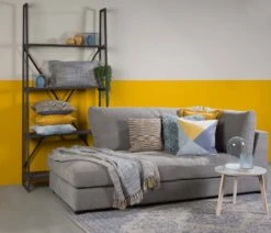 TOMAT - Kussenhoes 50x50 Cm - Blauw - Geel - Grijs - Met Rits -Dutch Decor 1200x1030