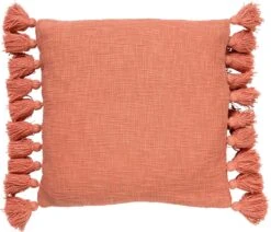 RUBY - Kussenhoes Katoen 45x45 Cm - Lobster Bisque - Roze - Met Flosjes - Met Rits