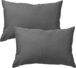 Set Van 2 - Dutch Decor SANTORINI - Kussenhoezen Outdoor 40x60 Cm Charcoal Grey - Waterafstotend En Uv-bestendig - Grijs