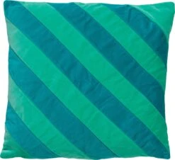 PEBBE - Sierkussen Velvet 45x45 Cm - Beveled Glass - Groen - Blauw - Strepen - Color Blocking - Inclusief Binnenvulling