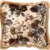YASMIN - Sierkussen Velvet 45x45 Cm Semolina - Beige - Franjes - Inclusief Binnenvulling