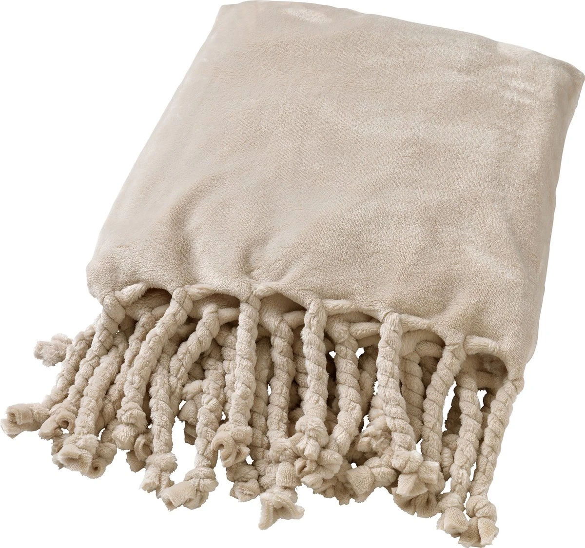 Dutch Decor - FLORIJN - Plaid Fleece 150x200 Cm - Pumice Stone - Beige - Superzacht - Met Franjes - Deken 2 Dutch Decor - FLORIJN - Plaid Fleece 150x200 Cm - Pumice Stone - Beige - Superzacht - Met Franjes - Deken - Afbeelding 2