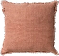 BURTO - Kussenhoes Van Gewassen Katoen Muted Clay 60x60 Cm - Roze - Exclusief Binnenkussen