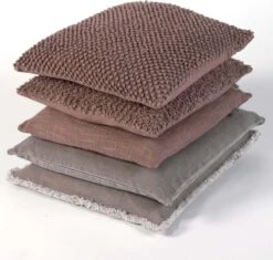 ANNA - Kussenhoes Taupe Van Gewassen Katoen 50x50 Cm - Met Rits -Dutch Decor 1200x1142 3