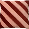 PEBBE - Kussenhoes Velvet 45x45 Cm - Muted Clay - Roze - Oranje - Strepen - Color Blocking - Exclusief Binnenkussen