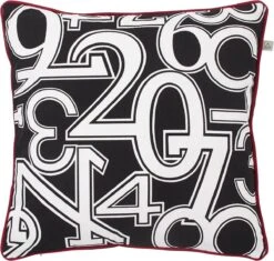 NUMBERS - Sierkussen Met Print Zwart 50x50 Cm - Inclusief Binnenkussen