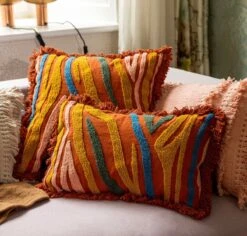 MISSOURI - Kussenhoes Met Patroon 45x45 Cm Potters Clay - Oranje - Met Rits -Dutch Decor 1200x1145