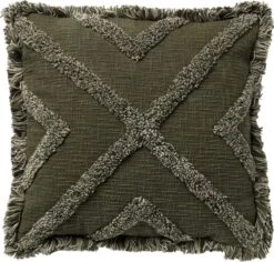 BOO - Sierkussen Van Katoen 45x45 Cm Chive - Groen - Inclusief Binnenvulling