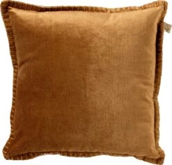 REBEL - Sierkussen Velvet 45x45 Cm Tobacco Brown - Bruin - Inclusief Binnenvulling