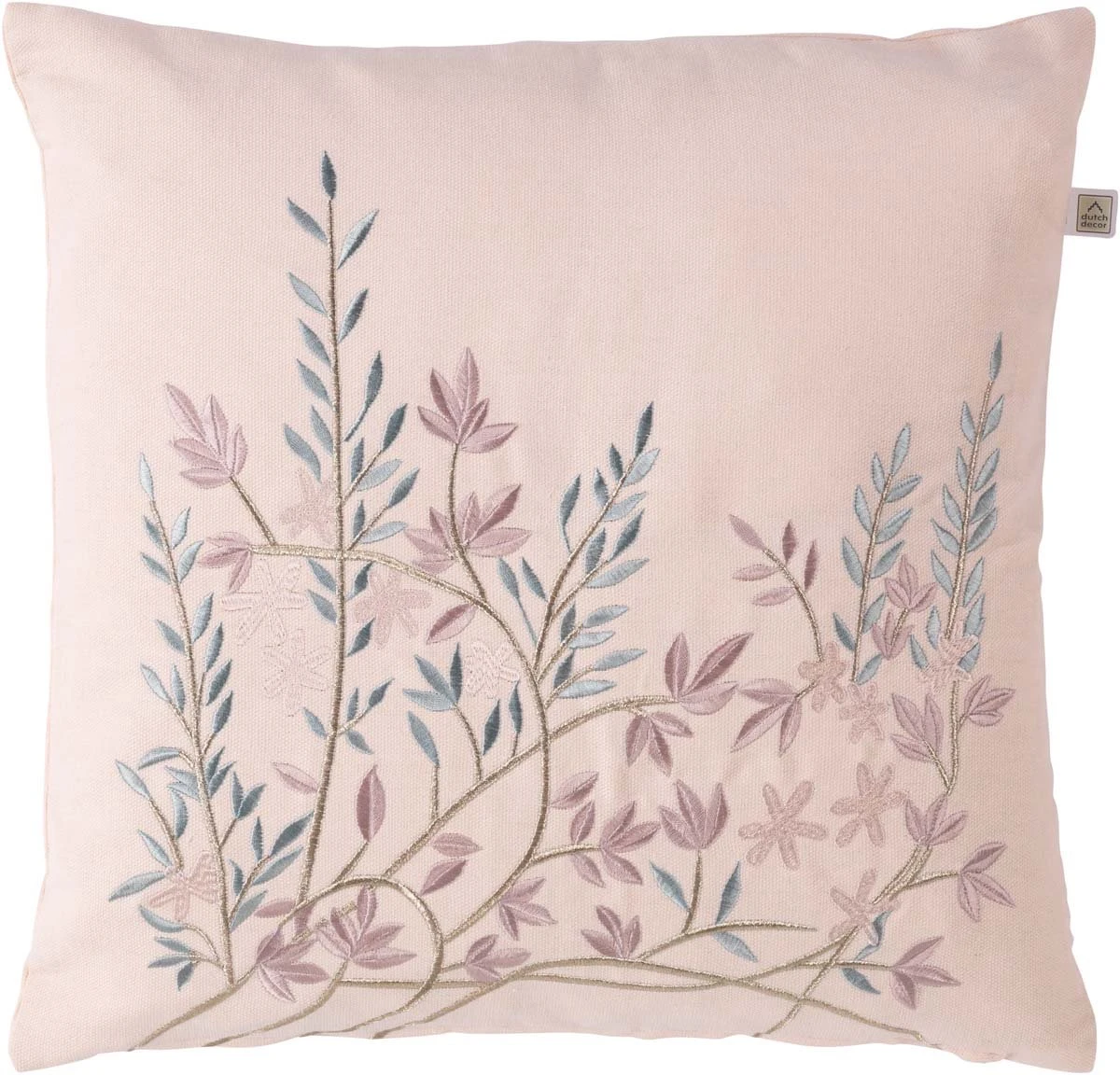 STUVA - Kussenhoes Geborduurd Bloemen 45x45 Cm - Nude - Roze - Blauw - Pasteltinten - Exclusief Binnenkussen 1 STUVA - Kussenhoes Geborduurd Bloemen 45x45 Cm - Nude - Roze - Blauw - Pasteltinten - Exclusief Binnenkussen