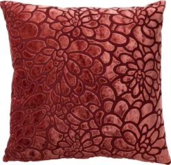 TYLA - Sierkussen Velvet 45x45 Cm Merlot - Rood - Inclusief Binnenvulling