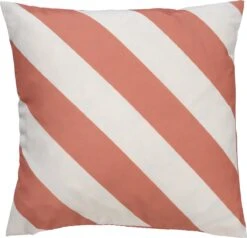 Dutch Decor - SANZENO - Outdoor Sierkussen 45x45 Cm - Waterafstotend En Uv-bestendig - Gestreept - Muted Clay - Wit En Roze - Buitenkussen - Tuinkussen - Loungekussen- Voor Buiten