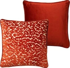 LEONA - Sierkussen Velvet 45x45 Cm - Oranje - Potters Clay - Panterprint - Inclusief Binnenvulling -Dutch Decor 1200x1157 6