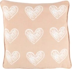 THIRZA - Kussenhoes Katoen 45x45 Cm - Roze - Hartjes Dessin - Met Rits