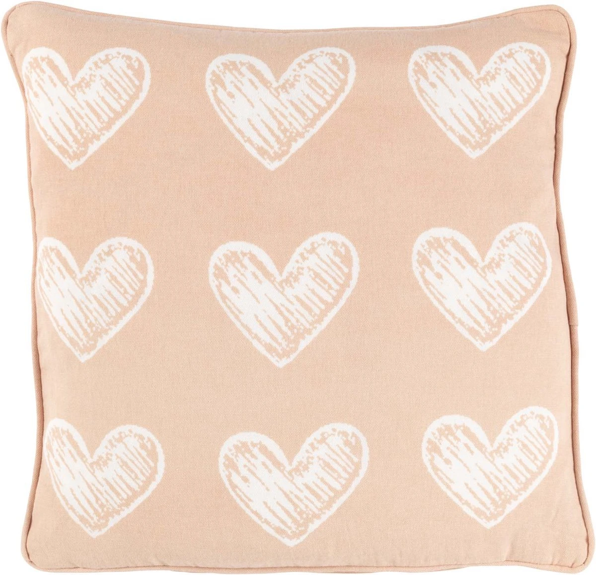 THIRZA - Kussenhoes Katoen 45x45 Cm - Roze - Hartjes Dessin - Met Rits 1 THIRZA - Kussenhoes Katoen 45x45 Cm - Roze - Hartjes Dessin - Met Rits