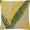 HAPAG - Sierkussen Geborduurd 45x45 Cm - Lime - Geel - Donkergroen - Beige - Botanisch - 100% Katoen - Inclusief Binnenvulling