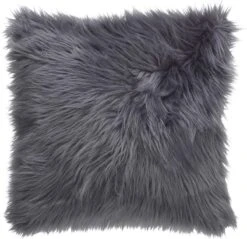 MEES - Kussenhoes 45x45 Cm - Donkergrijs- Antraciet - Fluffy - Superzacht - Exclusief Binnenkussen