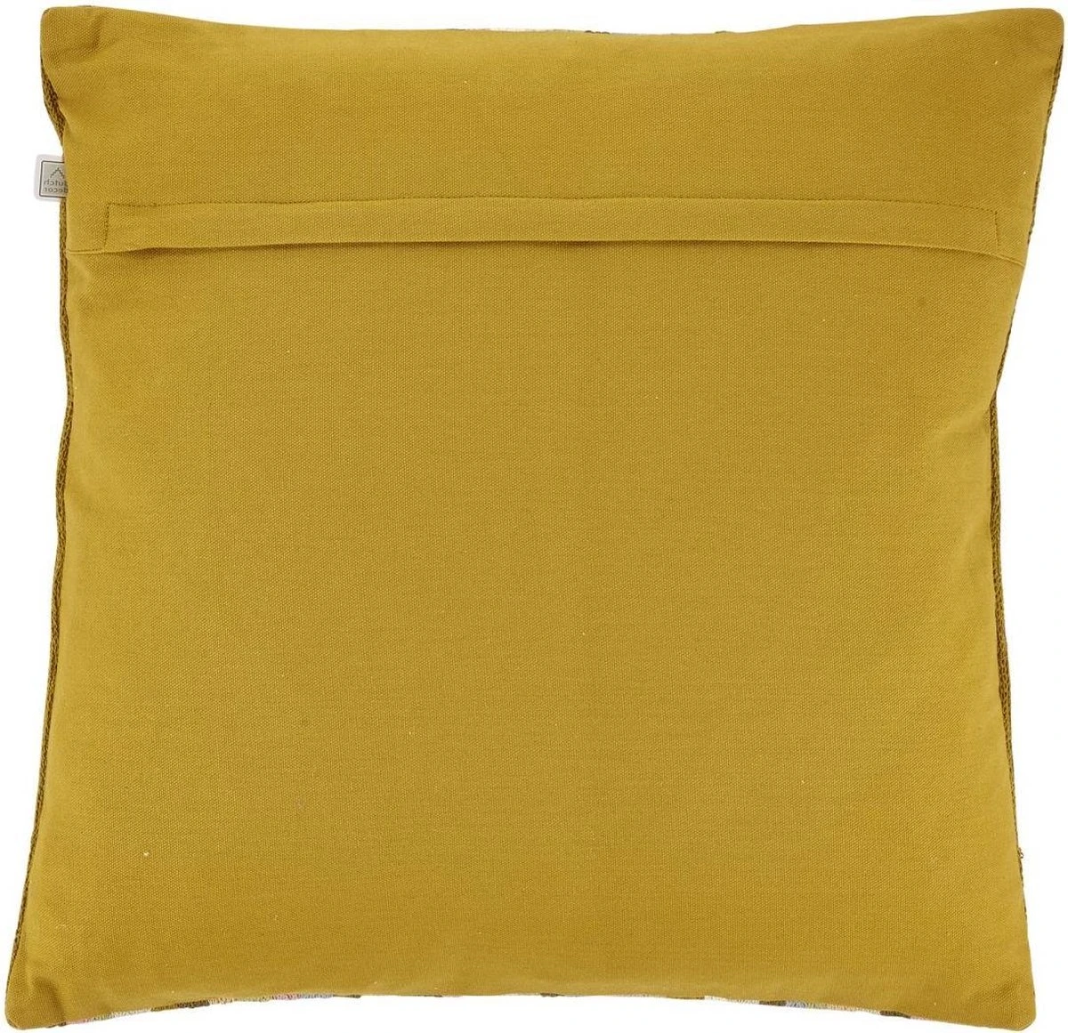 SARU - Sierkussen Geborduurd 45x45 Cm - Geel - Donker Lime - Streepjes - Retro - Inclusief Binnenvulling 2 SARU - Sierkussen Geborduurd 45x45 Cm - Geel - Donker Lime - Streepjes - Retro - Inclusief Binnenvulling - Afbeelding 2