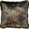 YASMIN - Kussenhoes Velvet 45x45 Cm Military Olive - Groen - Franjes - Exclusief Binnenkussen