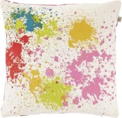 NADIA - Kussenhoes 45x45 Cm - Fuchsia - Roze - Spetters - Katoen - Met Rits