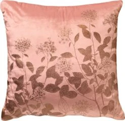 ROSALIE - Sierkussen Velvet 45x45 Cm - Muted Clay - Roze - Bloemen En Blaadjes - Inclusief Binnenvulling