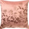 ROSALIE - Kussenhoes Velvet 45x45 Cm - Muted Clay - Roze - Bloemen En Blaadjes - Met Rits