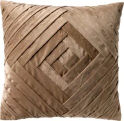 PHILLY - Kussenhoes Velvet 45x45 Cm - Cobble Stone - Beige - Exclusief Binnenkussen