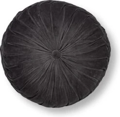 Dutch Decor - KAJA - Sierkussen Rond Velvet 40 Cm - Charcoal Gray - Antraciet