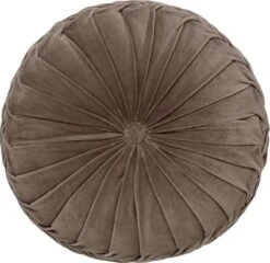 Dutch Decor - KAJA - Sierkussen Rond Velvet 40 Cm - Driftwood - Taupe