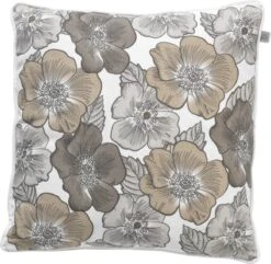 SIMONE - Kussenhoes Met Bloemenprint Zand 45x45 Cm - Exclusief Binnenkussen
