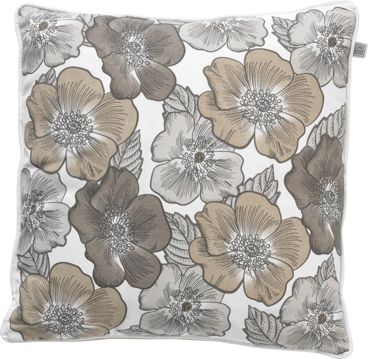 SIMONE - Kussenhoes Met Bloemenprint Zand 45x45 Cm - Exclusief Binnenkussen 1 SIMONE - Kussenhoes Met Bloemenprint Zand 45x45 Cm - Exclusief Binnenkussen