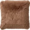 FLUFFY - Kussenhoes Unikleur 60x60 Cm - Tobacco Brown - Bruin - Exclusief Binnenkussen