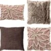 Set Van 4 Kussens - Taupe - Roze - ROME - LIVIA - VITO - LIVIA - Inclusief Vulling - Luxe En Zachte Stoffen