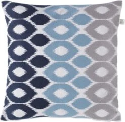 EGEA - Sierkussen Geborduurd 45x45 Cm - Lichtgrijs - Lichtblauw - Donkerblauw - Inclusief Binnenkussen
