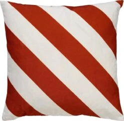 Dutch Decor - SANZENO - Outdoor Sierkussen 45x45 Cm - Waterafstotend En Uv-bestendig - Gestreept - Potters Clay - Wit En Oranje - Buitenkussen - Tuinkussen - Loungekussen- Voor Buiten