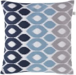 EGEA - Kussenhoes Geborduurd 45x45 Cm - Lichtgrijs - Lichtblauw - Donkerblauw - Exclusief Binnenkussen