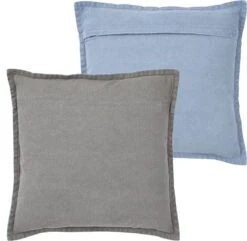 BOUTON - Gewassen Katoen 45x45 Cm - Blauw - Grijs - Tweekleurig - Met Rits -Dutch Decor 1200x1173 2