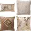 Set Van 4 Kussens - Beige - Bruin - AVERY - AVA - ZAYA - PHILLY - Inclusief Vulling - Luxe En Zachte Stoffen